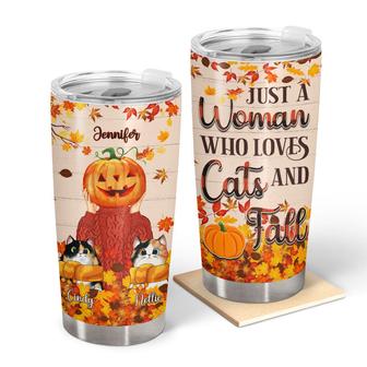 Cat Lovers Autumn Leaves Personalized Tumbler - Thegiftio UK