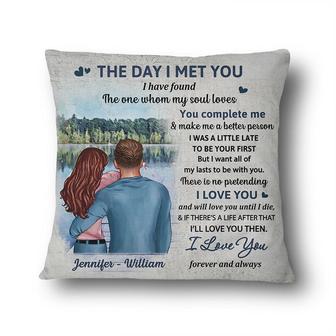 Lake Couple The Day I Met You Custom Pillow - Couples Gift - Thegiftio UK
