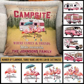 Camping Flamingo Bestie Custom Pillow - Gift for Campers - Thegiftio UK