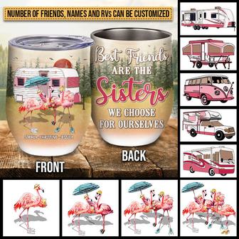 Camping Flamingo Bestie Choose Custom Wine Tumbler - Gift - Thegiftio UK