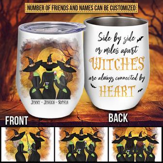 Witch Bestie Connected By Heart Custom Wine Tumbler - Thegiftio UK