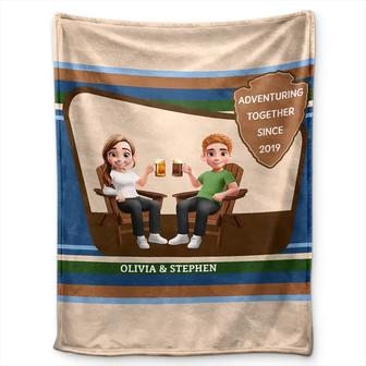 3D Effect Travel Couple Adventure Together Since - Personalized Fleece Blanket, Sherpa Blanket - Thegiftio UK