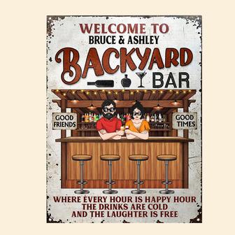 Backyard Bar Personalized Metal Sign - Gift for Home Bar - Thegiftio UK