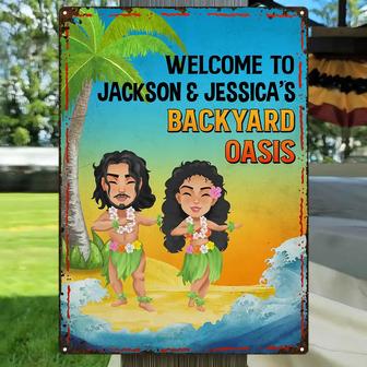 Backyard Oasis Personalized Metal Sign - Gift for Couples - Thegiftio UK