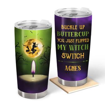 Witch Cat Buckle Up Personalized Tumbler - Halloween Gift - Thegiftio UK