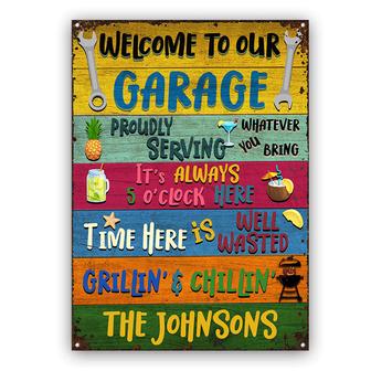 Welcome To Our Garage Custom Metal Sign - Gift for Dad - Thegiftio UK