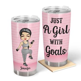 Lifting Chibi Girl Just A Girl With Goals Custom Tumbler - Thegiftio UK