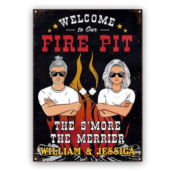 Welcome To Our Fire Pit Personalized Metal Sign - Thegiftio UK