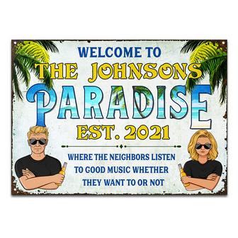 Beach House Paradise Personalized Metal Sign - Couple Gift - Thegiftio UK