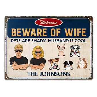 Couple Family Beware Of Wife Custom Metal Sign - Couple Gift - Thegiftio UK
