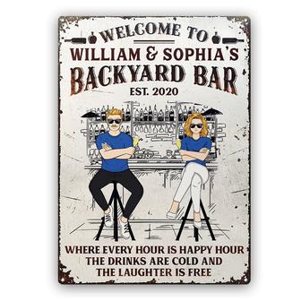 Backyard Bar Family Custom Metal Sign - Gift for Couples - Thegiftio UK