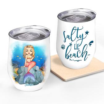 Beach Chibi Girl Salty By Choice Custom Wine Tumbler - Gift - Thegiftio UK