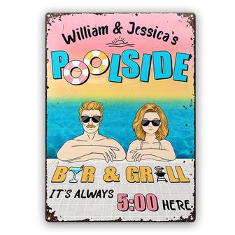 Poolside Bar & Grill Personalized Metal Sign - Couples Gift - Thegiftio UK