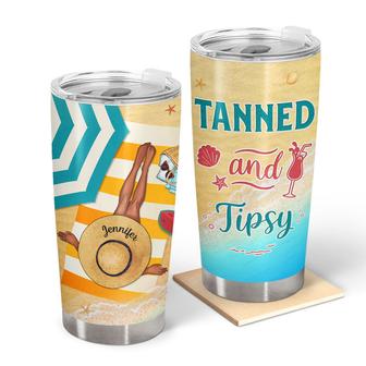Beach Girl Tanned And Tipsy Custom Tumbler - Gift for Women - Thegiftio UK