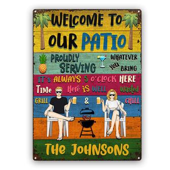 Patio Welcome Grilling Chilling Custom Metal Sign - Thegiftio UK