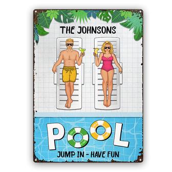 Jump In Have Fun Personalized Metal Sign - Gift for Couples - Thegiftio UK