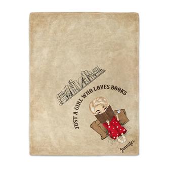 Reading Corner Just A Girl Who Loves Books - Personalized Custom Fleece Blanket - Thegiftio UK