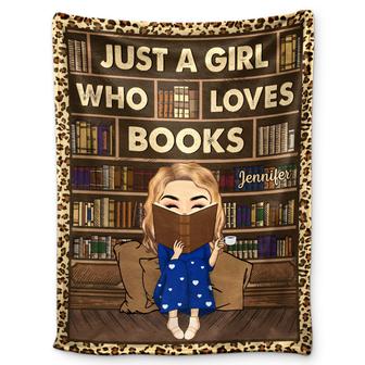 Reading Just A Girl Boy Who Loves Books Vintage - Personalized Custom Fleece Blanket - Thegiftio UK