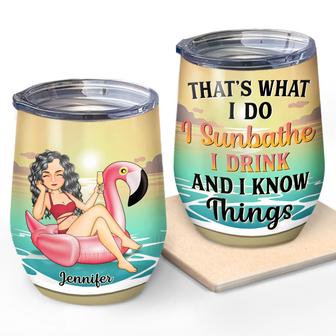 Beach Flamingo I Sunbathe I Drink I Know Things Custom Wine - Thegiftio UK