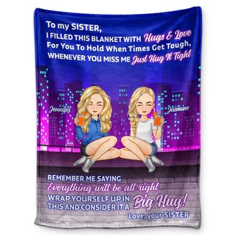 Sister Building Hug This Blanket - Gift For Sister - Personalized Fleece Blanket - Thegiftio UK