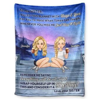 Lake Sister Hug This Blanket - Gift For Sister - Personalized Fleece Blanket - Thegiftio UK