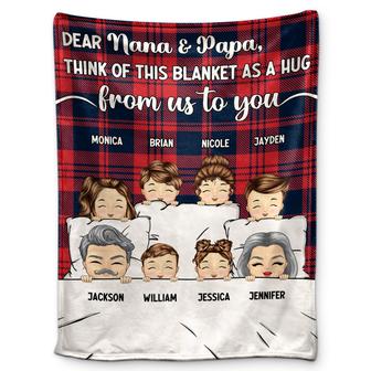 A Hug From Us To You - Gift For Grandparents - Personalized Fleece Blanket, Sherpa Blanket - Thegiftio UK