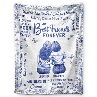 Best Friends Forever Connected By Heart Toile - Personalized Fleece Blanket, Sherpa Blanket - Thegiftio UK