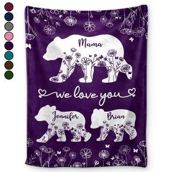 Mama Bear We Love You - Personalized Fleece Blanket, Sherpa Blanket - Thegiftio UK