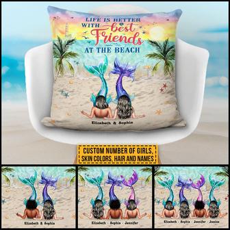 Mermaid Bestie Life Is Better Custom Pillow - Thegiftio UK