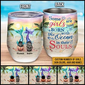 Mermaid Bestie Ocean In Souls Custom Wine Tumbler - Thegiftio UK