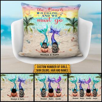 Mermaid Bestie The Beach Is Calling Custom Pillow - Thegiftio UK