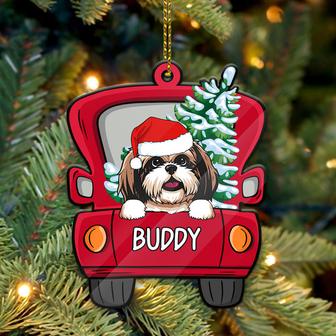 Dogs Red Truck Personalized Ornament - Gift for Dog Lovers - Thegiftio UK