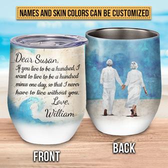 Beach Old Couple Custom Wine Tumbler - Anniversary Gift - Thegiftio UK