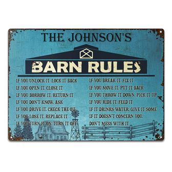 Farm Barn Rules Personalized Metal Sign - Gift for Home - Thegiftio UK
