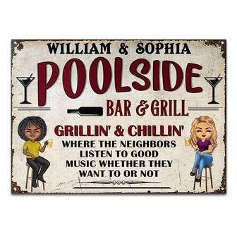 Pool Bar Grilling Listen To Good Music Custom Metal Sign - Thegiftio UK