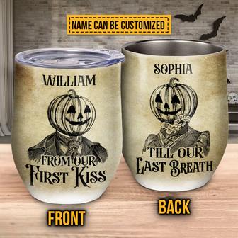 Skeleton Skull Pumpkin Custom Tumbler - Anniversary Gift - Thegiftio UK