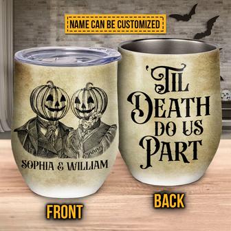 Skeleton Skull Pumpkin Couple Do Us Part Custom Tumbler - Thegiftio UK