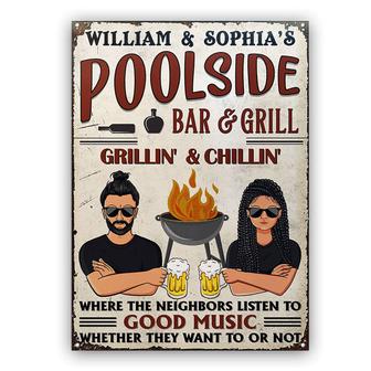Poolside Neighbors Listen To Good Music Custom Metal Sign - Thegiftio UK