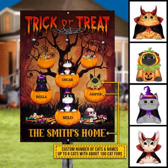 Cat Cosplay Trick Or Treat Custom Metal Sign - Thegiftio UK