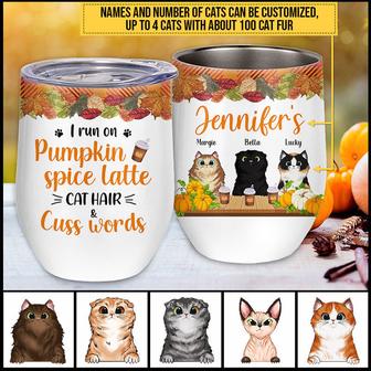 Cat Lover Fall Run On Pumpkin Spice Latte Custom Wine - Thegiftio UK