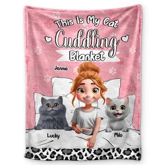 My Cat Cuddling Blanket - Personalized Fleece Blanket, Sherpa Blanket - Thegiftio UK