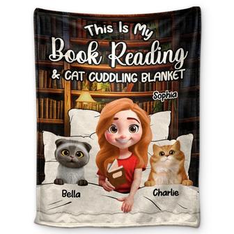 My Book Reading & Cat Cuddling Blanket 3D Effect - Personalized Fleece Blanket, Sherpa Blanket - Thegiftio UK