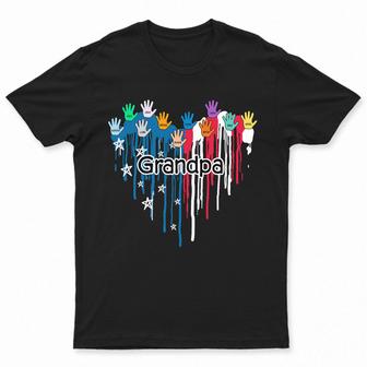 Grandpa Heart Hand Print Custom T-Shirt - Gift For Grandpa - Thegiftio UK