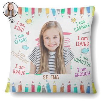 Custom Photo Positive Affirmations Pillow - Gift for Kids - Thegiftio UK