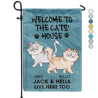 Welcome To The Cats' House Custom Flag - Gift for Cat Lovers - Thegiftio UK
