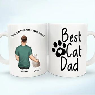 Best Cat Dad Time Spent With Cats Personalized Mug - Thegiftio UK