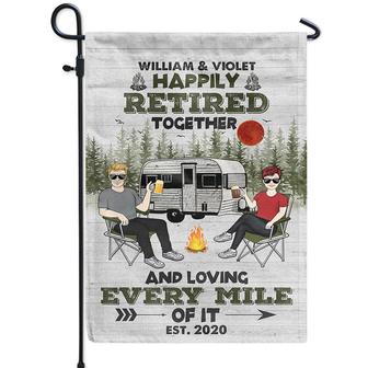 Camping Happily Retired Together Custom Flag - Couples Gift - Thegiftio UK