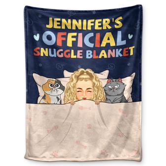 Official Snuggle Blanket Funny Cartoon Cats - Gift For Cat Lovers, Cat Moms - Personalized Fleece Blanket - Thegiftio UK