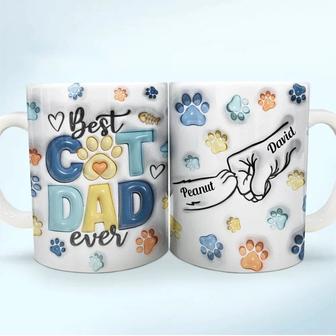 Paws And Human Hand Fist Bump Best Cat Dad Ever Custom Mug - Thegiftio UK
