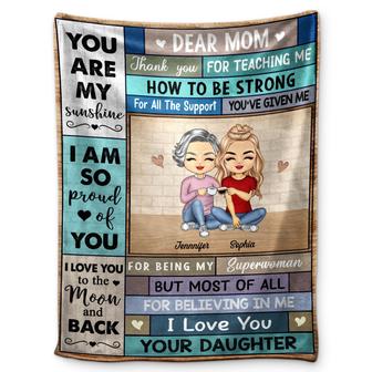 Dear Mom Thank You For Teaching Me How To Be Strong - Gift For Mother - Personalized Custom Fleece Blanket - Thegiftio UK